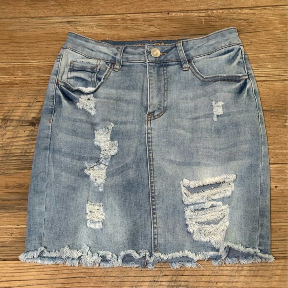 Rue21 Blue Distressed Denim with Brown Stitching - Discounted shipping